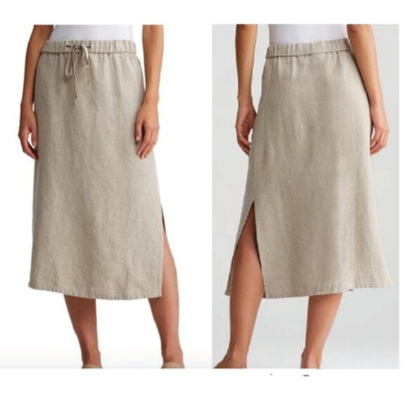 Eileen Fisher Tan Midi Skirt - Picture 1 of 8